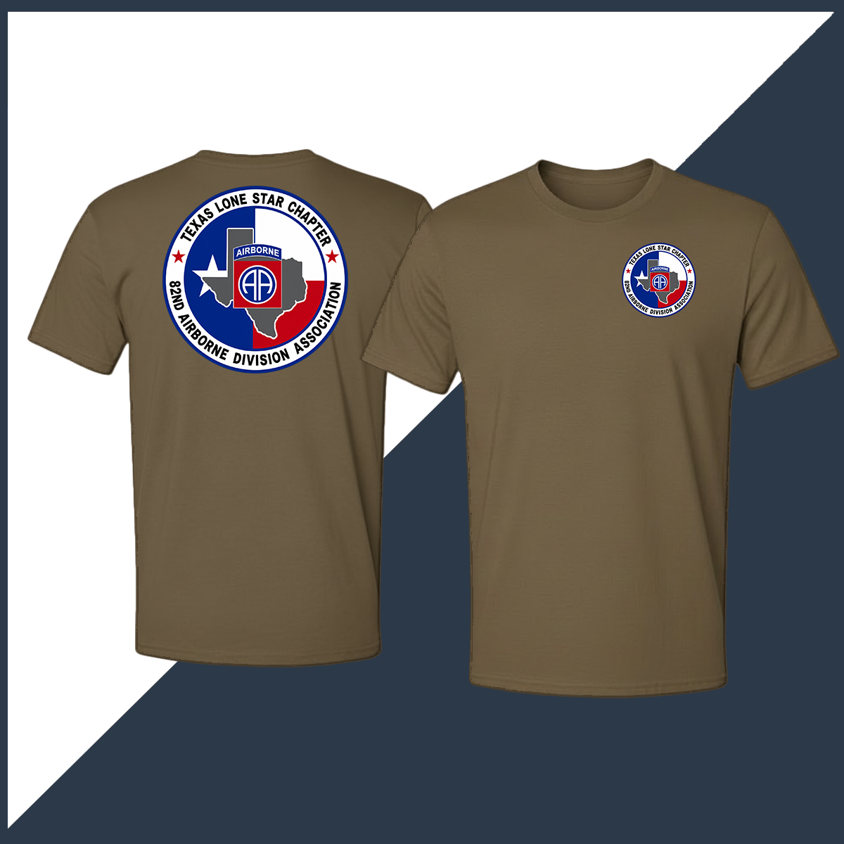 82nd Association Lone Star Chapter Logo Full Color Unisex T-Shirt - Double Sided Print