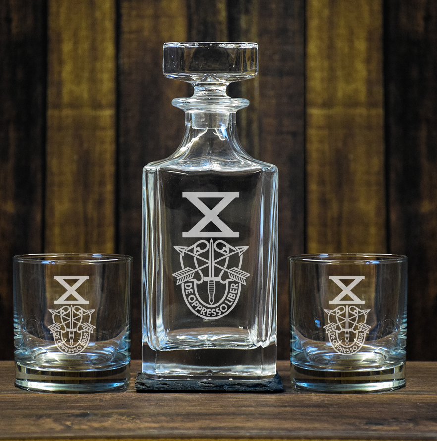 SF Association Laser Engraved Decanter and Rocks Glasses Set
