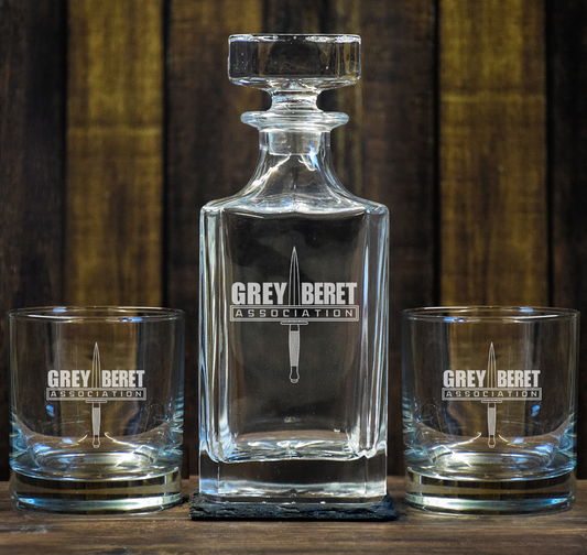 GBA Full Member Laser Engraved Decanter and Rocks Glasses Set