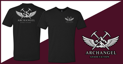 Archangel Association T-Shirt - Black Outline on White Logo