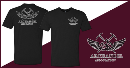 Archangel Association T-Shirt - White Outline on Black Logo