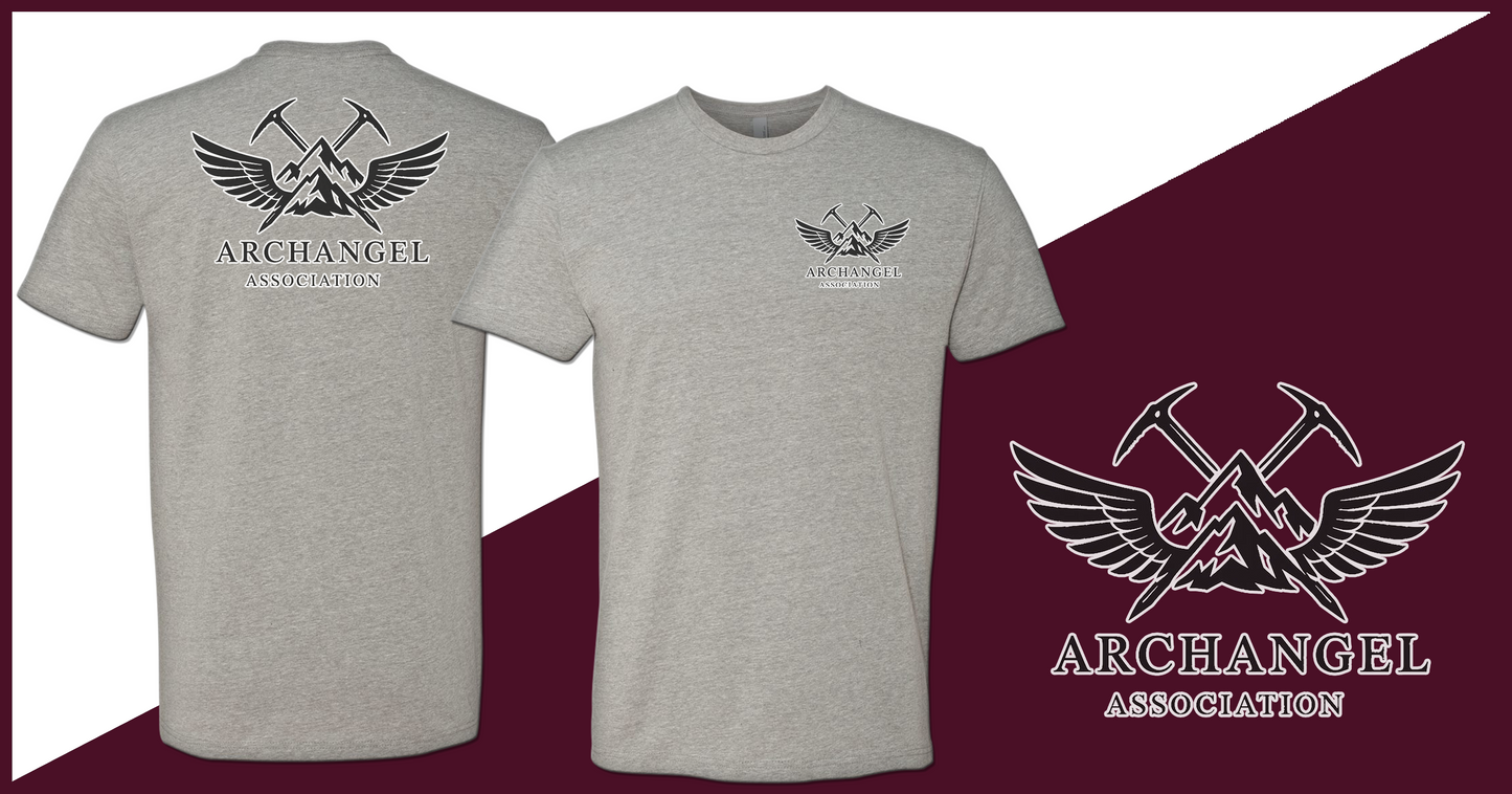 Archangel Association T-Shirt - White Outline on Black Logo
