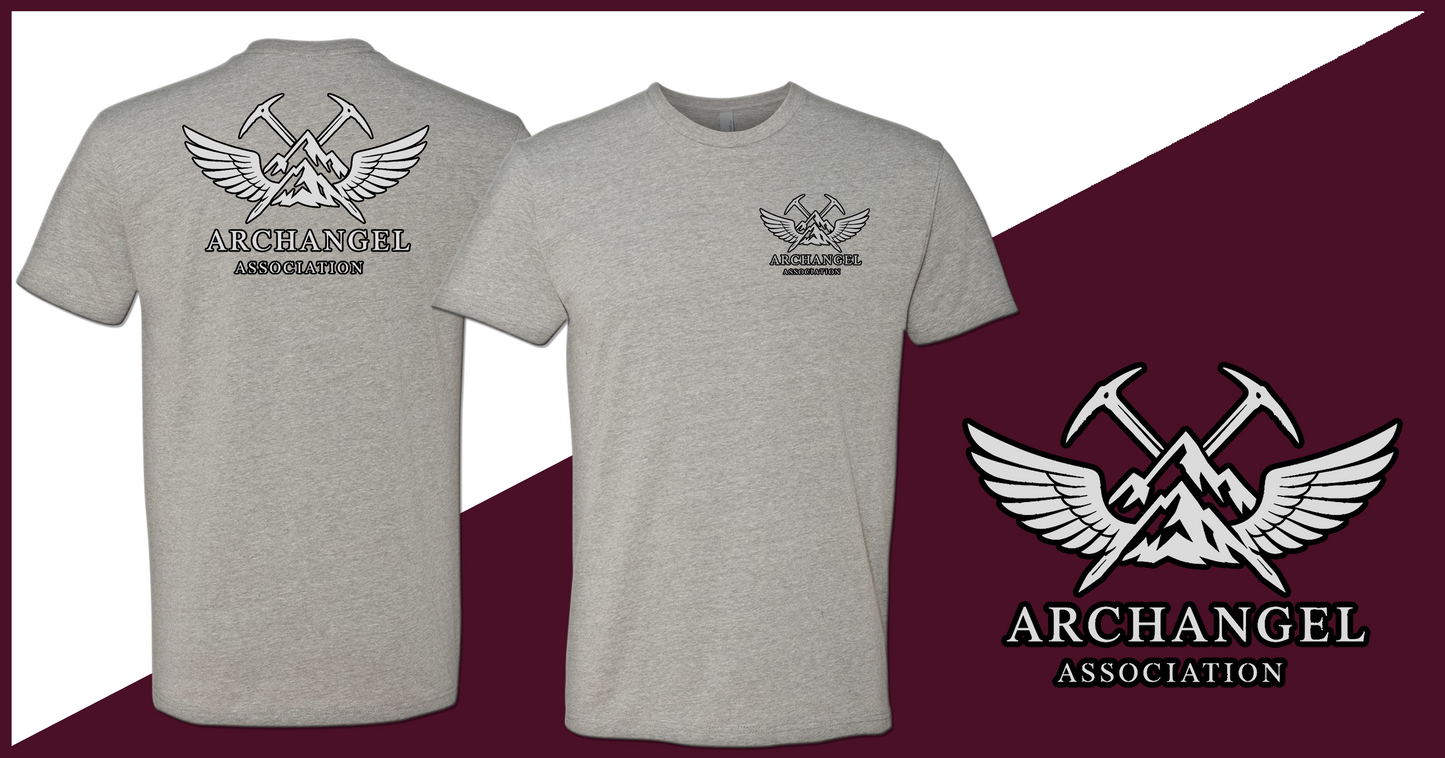 Archangel Association T-Shirt - Black Outline on White Logo