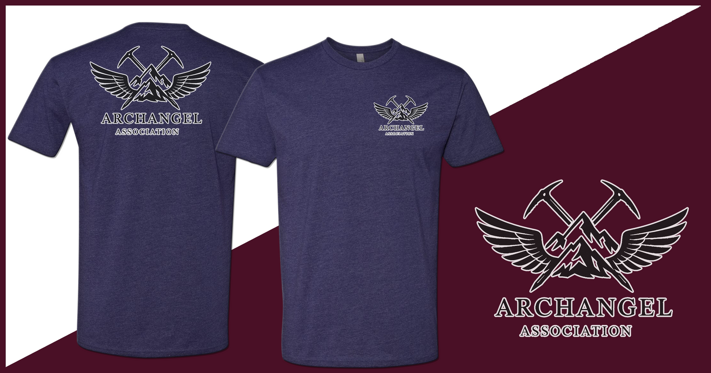Archangel Association T-Shirt - White Outline on Black Logo