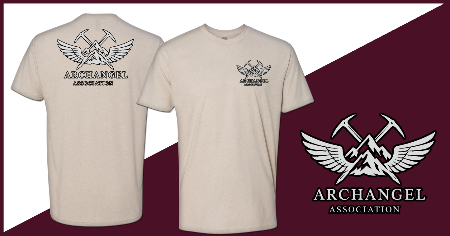 Archangel Association T-Shirt - Black Outline on White Logo