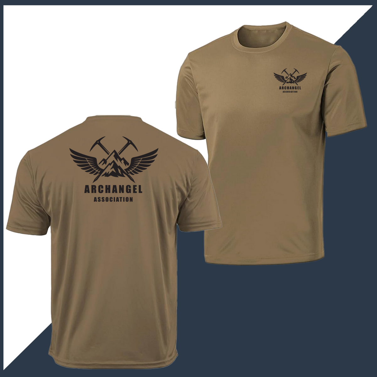 Archangel Association T-Shirt - Black Logo on Coyote Brown