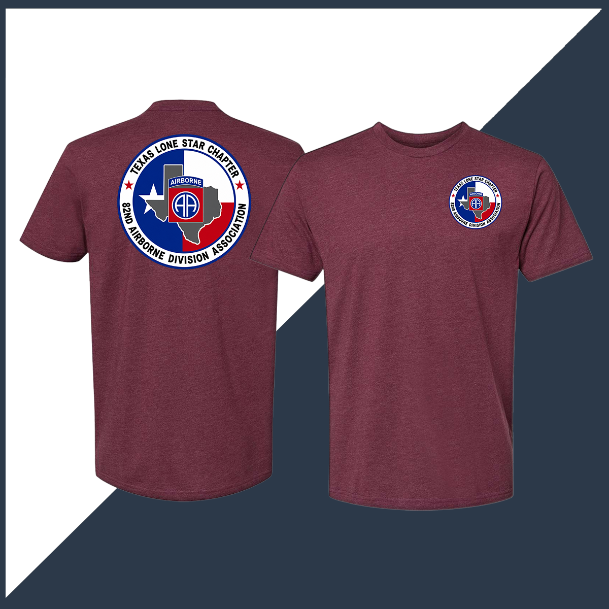 82nd Association Lone Star Chapter Logo Full Color Unisex T-Shirt - Double Sided Print