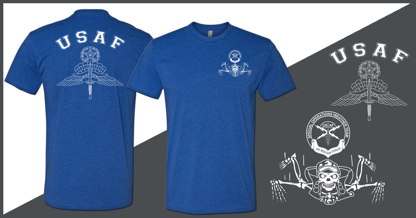 GBA Legacy Design - Original SOWT Freefall Skeleton - MFF Jumpmaster Wings - Unisex T-Shirt - Double Sided Print