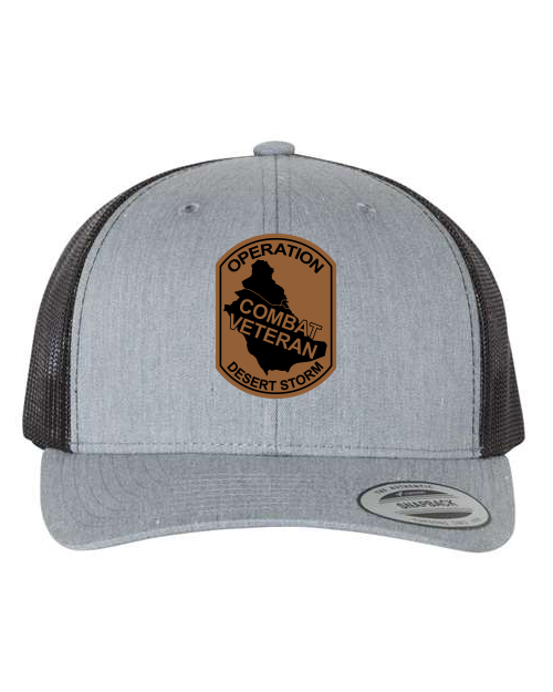 Combat Veteran DESERT STORM - Laser Engraved Leather Patch Hat