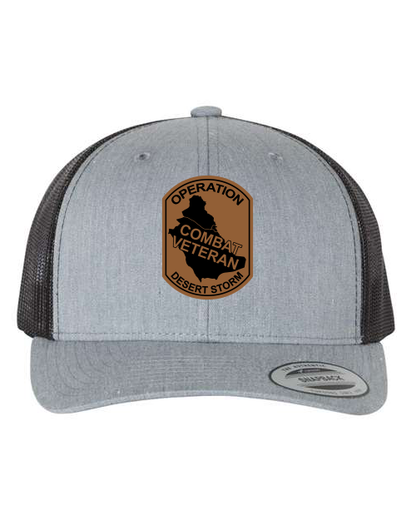 Combat Veteran DESERT STORM - Laser Engraved Leather Patch Hat
