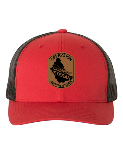 Combat Veteran DESERT STORM - Laser Engraved Leather Patch Hat