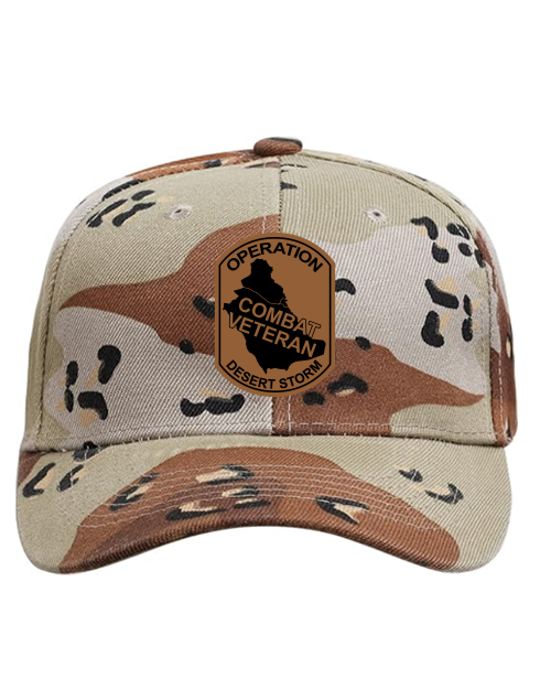 Combat Veteran DESERT STORM - Laser Engraved Leather Patch Hat