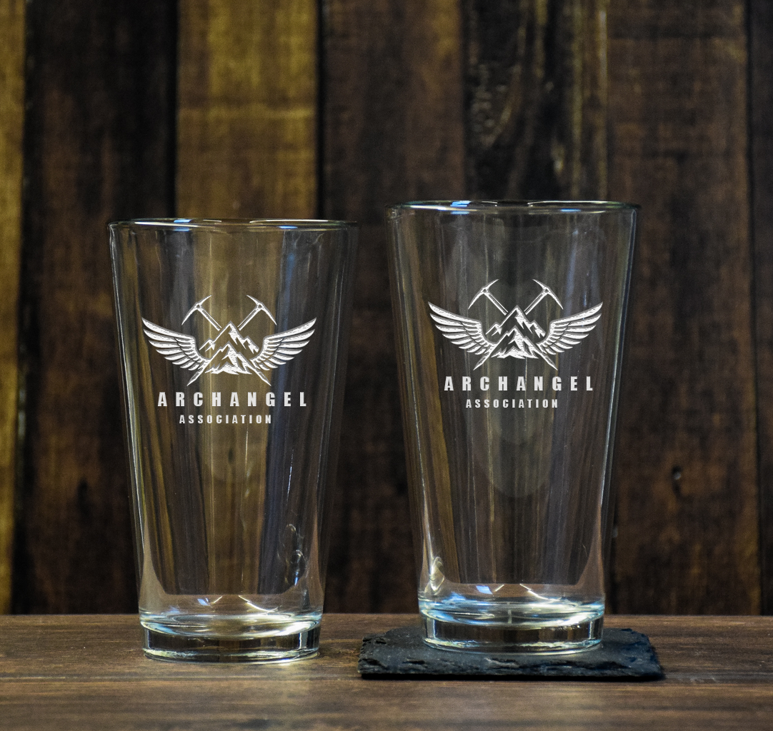 Archangel Association Laser Engraved Pint Glasses