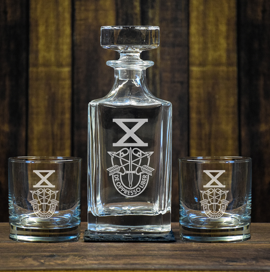 SF Association Laser Engraved Decanter and Rocks Glasses Set