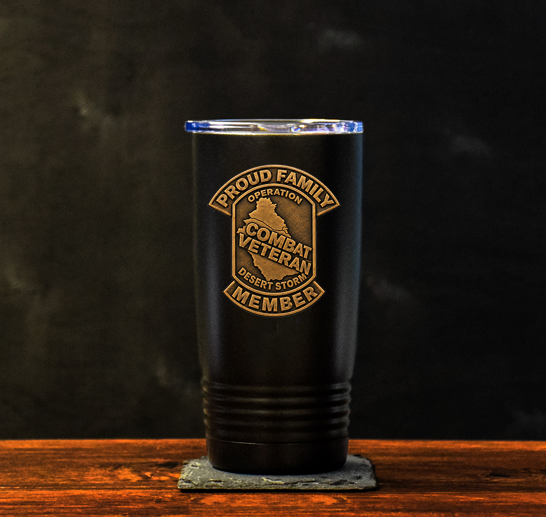 PROUD FAMILY MEMBER - DESERT STORM VET - Full Color UV Printed Tumbler