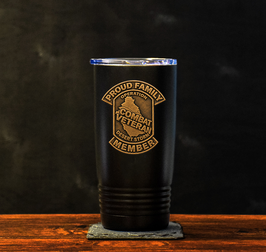 PROUD FAMILY MEMBER - DESERT STORM VET - Full Color UV Printed Tumbler