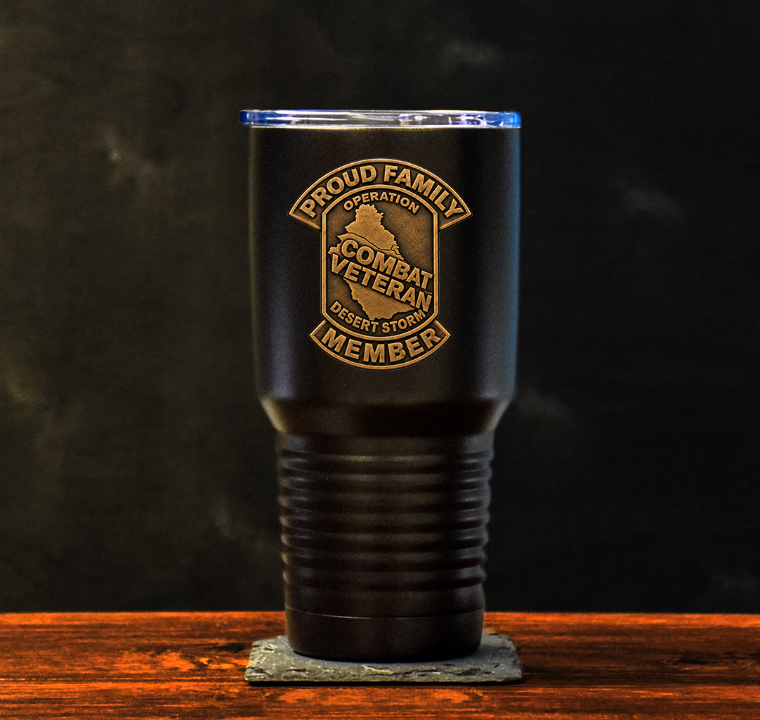 PROUD FAMILY MEMBER - DESERT STORM VET - Full Color UV Printed Tumbler