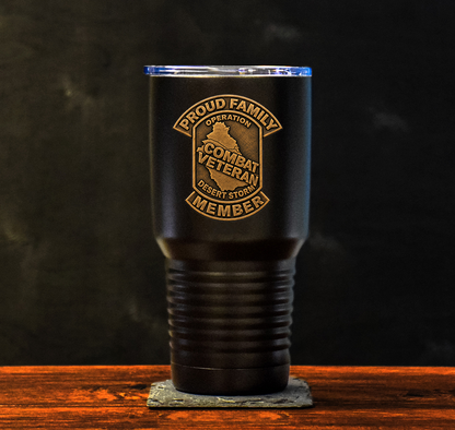 PROUD FAMILY MEMBER - DESERT STORM VET - Full Color UV Printed Tumbler